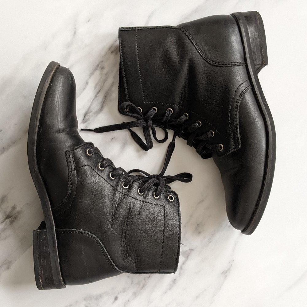 Thursday Captain Lace-Up Black Leather Boots